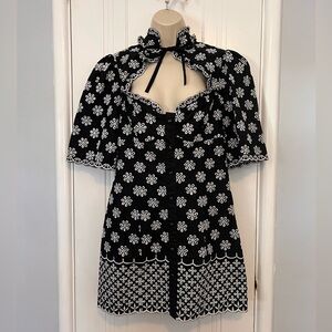 Alice McCall mini dress. Black with white embroidery. Worn once!
